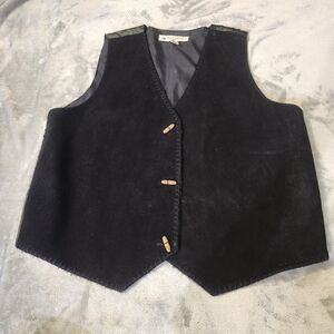 Vintage ROO crossing II Black Leather Vest, 1X,  Western,  Biker,